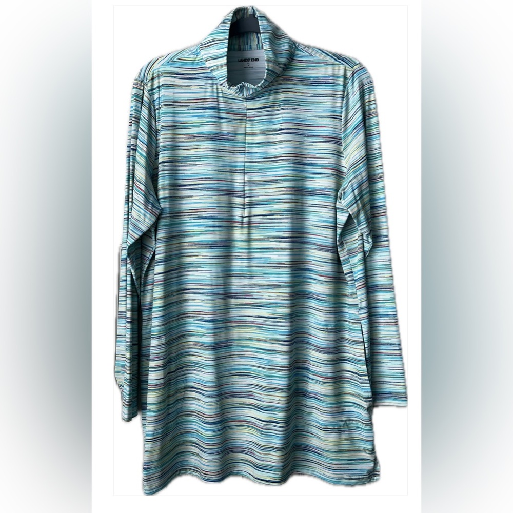 Land’s End Women's Long Sleeve Tunic Rash Guard Cover-up UPF 50